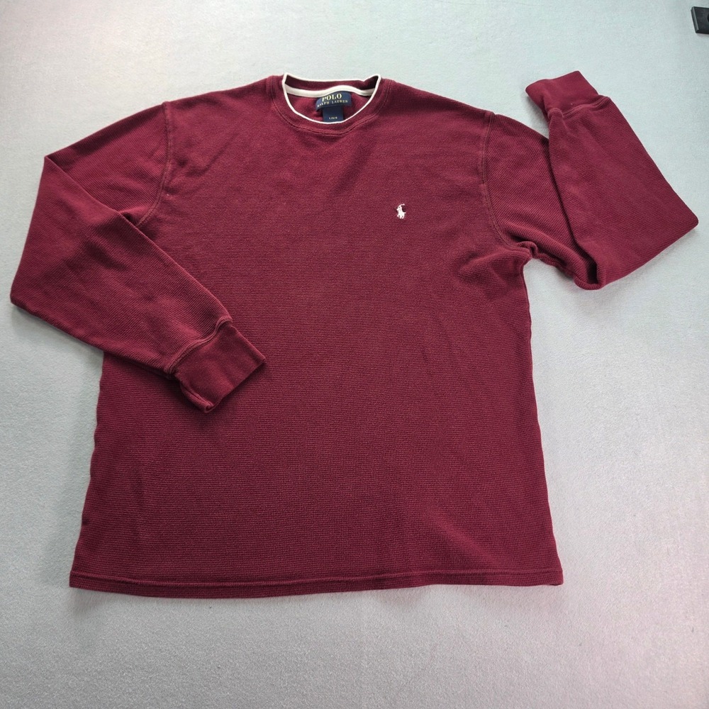 Polo Ralph Lauren Men's Burgundy Waffle Knit Thermal Shirt Preppy Classic L